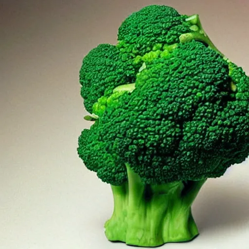 Prompt: sculpture of broccoli that looks like a bodybuilder