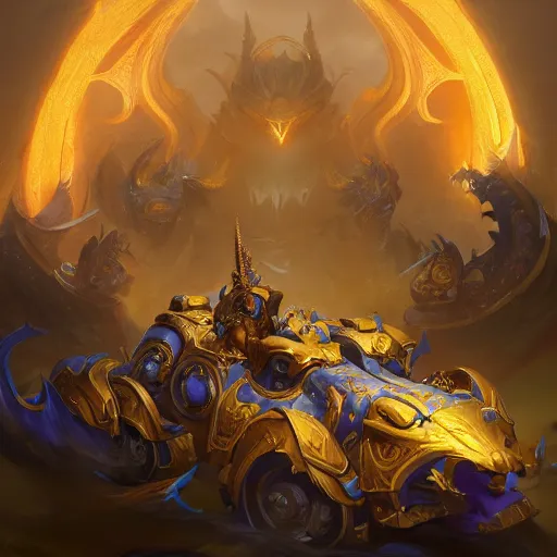 Image similar to a golden majestic chariots, yellow magic theme, bright art masterpiece artstation. 8 k, sharp high quality artwork in style of jose daniel cabrera pena and greg rutkowski, concept art by tooth wu, blizzard warcraft artwork, hearthstone card game artwork, the chariots