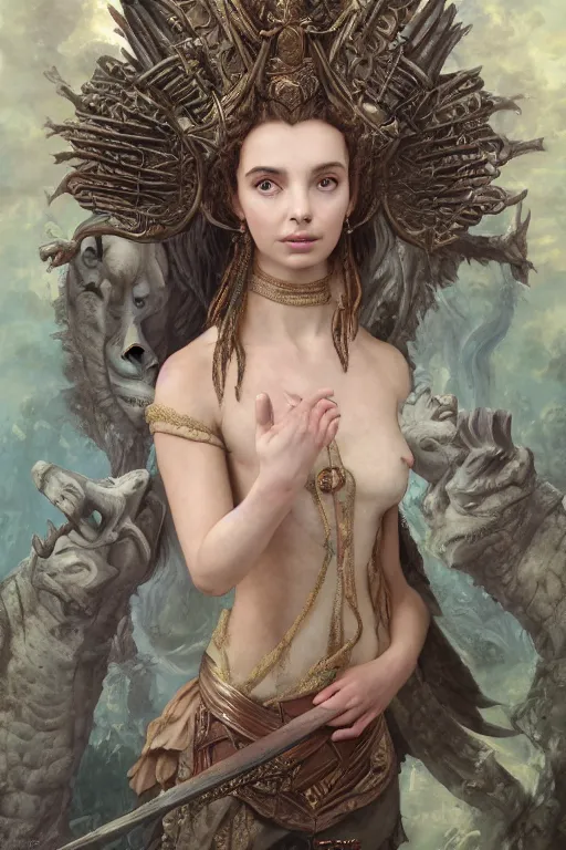 Prompt: A fantasy book style portrait painting of a hybrid Jodie Comer, Anya_Taylor-Joy as a Mystical Valkyrie Reptilian-Anubis Atlantean Warrior, François Boucher, Oil Painting, unreal 5, DAZ, hyperrealistic, octane render, Regal, Refined, Detailed Digital Art, RPG portrait, William-Adolphe Bouguereau, Michael Cheval, Walt Disney (1937), Steampunk, Volumetric Golden dappled dynamic lighting, Highly Detailed, Cinematic Lighting, Unreal Engine, 8k, HD