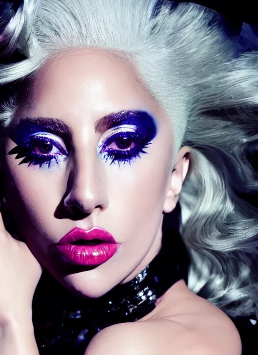 Image similar to lady gaga photoshoot by nick knight editorial studio lighting 4k fashion