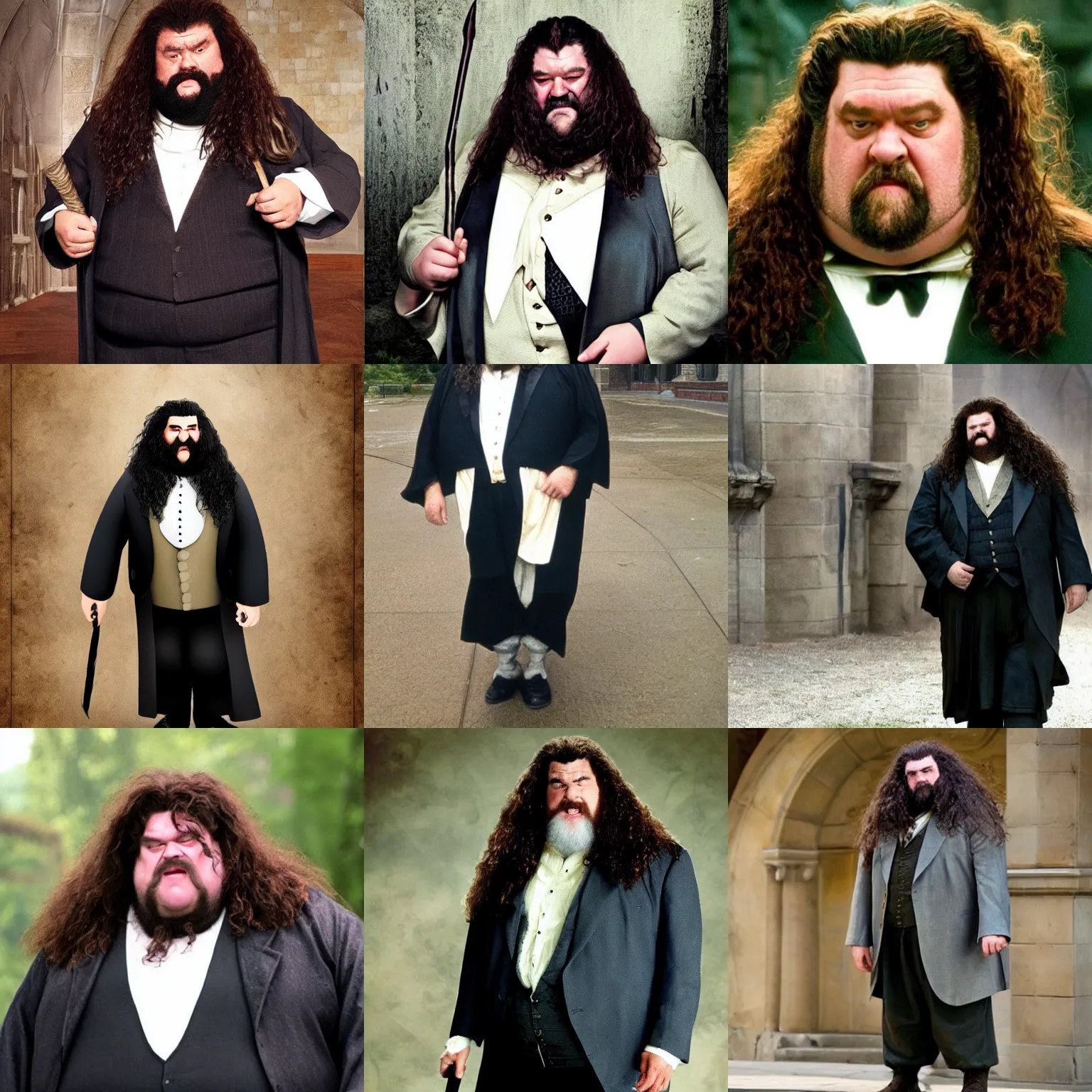 Prompt: hagrid from the harry potter movies, in a tuxedo
