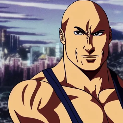 Image similar to dwayne the rock johnson anime