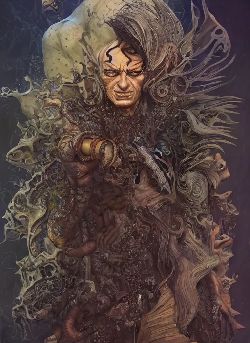 Prompt: high intricate the sandman by neil gaiman, full shot, maria panfilova, andrea savchenko, mike kime, ludovic plouffe, qi sheng luo, oliver cook, julian calle, eddie mendoza, trending on artstation