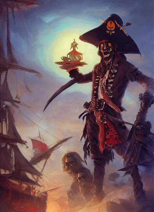 Image similar to undead pirate captain by paul dainton and vladimir volegov and alexander averin and delphin enjolras and daniel f. gerhartz