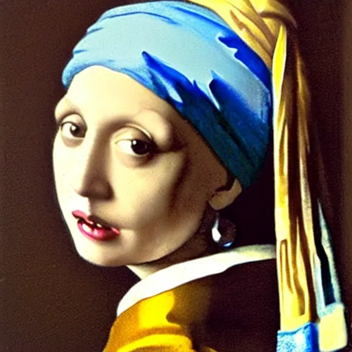 Image similar to Danny Devito with a pearl earring by Johannes Vermeer