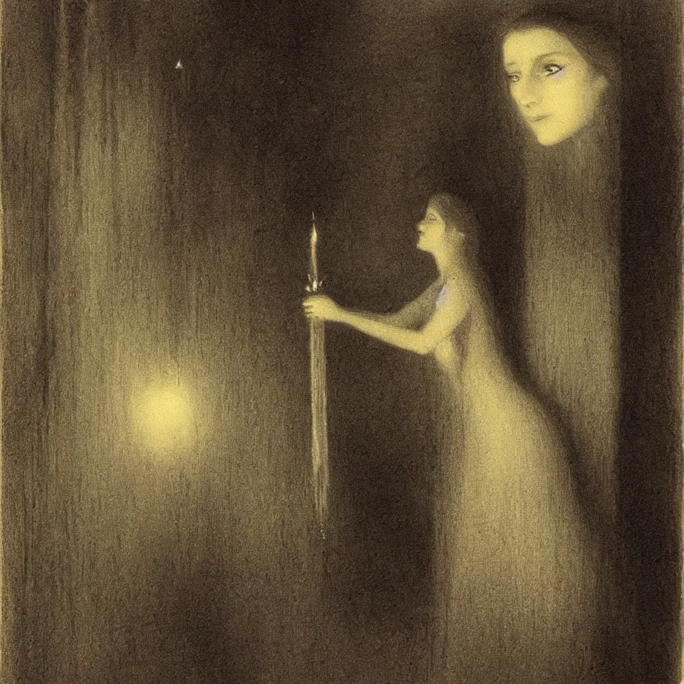 Image similar to beautiful portrait of The princess of The Cold by Alfred Kubin, environment and concept art, iridescent, flickering light, extremely detailed