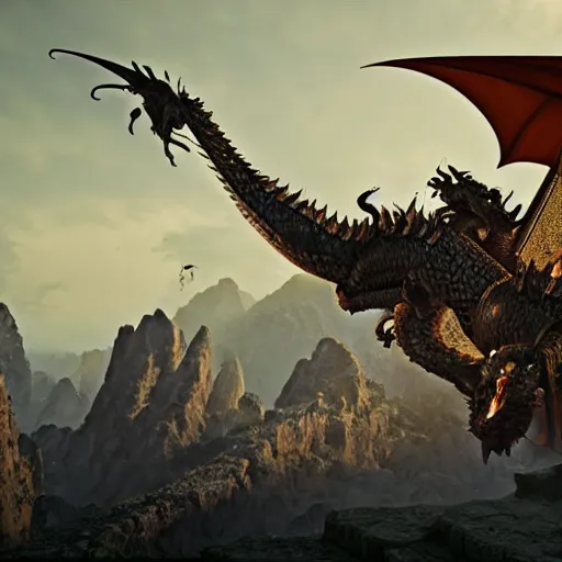 Image similar to flying dragon, with female warrior, riding to heaven, with army of dragons behind it. cinematic unreal engine, 8K , live action.