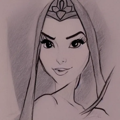 Image similar to milt kahl sketch of victoria justice as princess padme from star wars episode 3