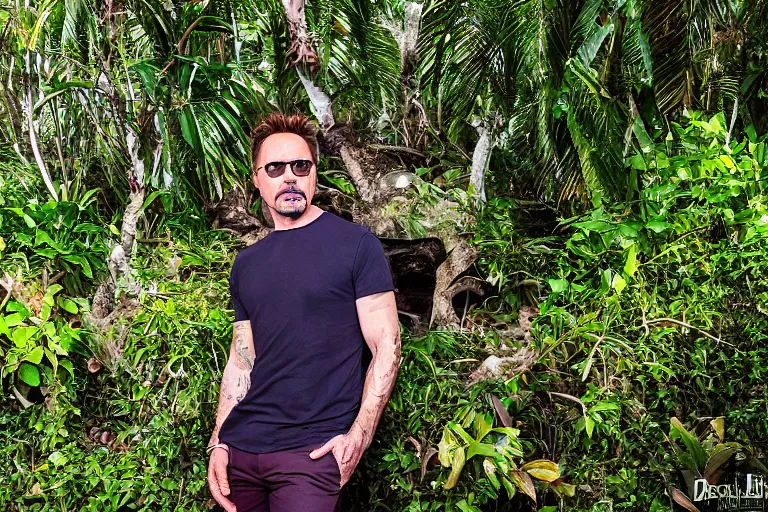 Image similar to a full portrait photo of robert downey jr holiday in bali, f / 2 2, 3 5 mm, 2 7 0 0 k, lighting, perfect faces, award winning photography.