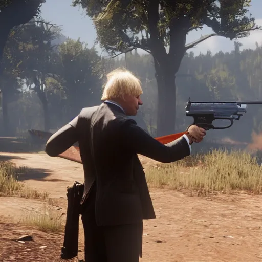 Image similar to Boris Johnson in Red Dead Redemption 2, game screenshot