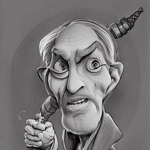 Image similar to portrait of old wizard with crystal wand, rodel gonzalez, marc davis, milt kahl, jim warren, don bluth, glen keane, jason deamer, rob kaz, character art, concept art