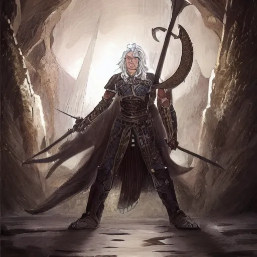 Image similar to Anomander Rake, Lord of Moon's Spawn, standing in front of a K'Chain Che'Malle, fantasy art, Malazan