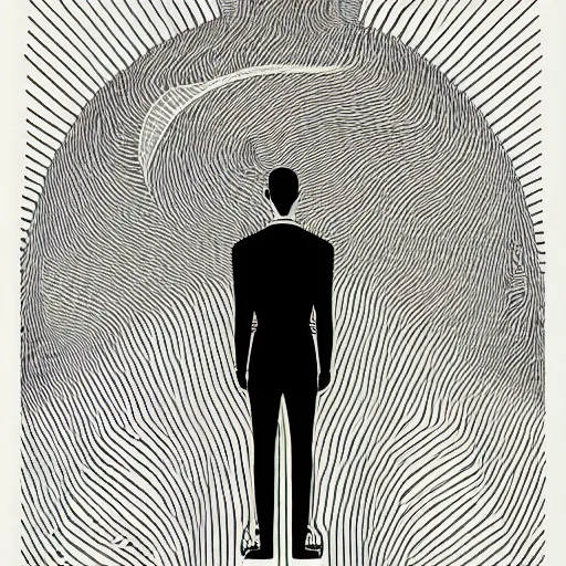 Image similar to a wandering mind, intrusive thoughts, minimalist logo without text, simple by victo ngai, kilian eng and jake parker, simple white background, 2 colors, limited palette