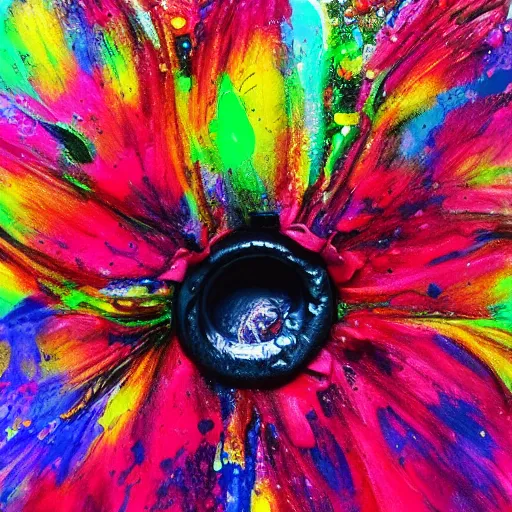 Image similar to flower portrait made out of liquid paint