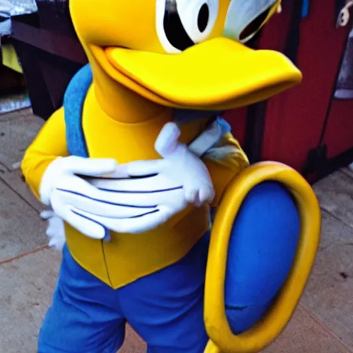 Image similar to A photo of a human as Donald Duck