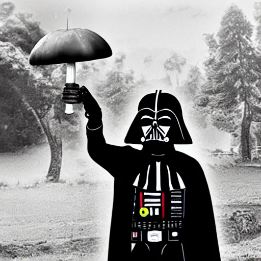 Image similar to photo of darth vader selling moshrooms