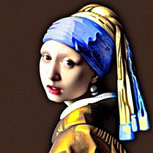 Prompt: girl with a pearl earring by johannes vermeer, by h r giger, trending on artstation