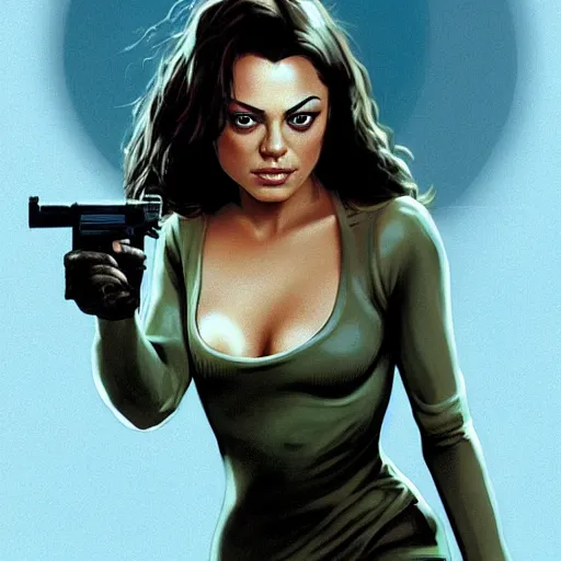 Image similar to Mila Kunis as a Bond girl, Michael Whelan, artstation