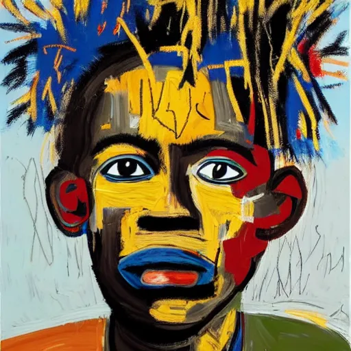 Image similar to A extremely highly detailed majestic hi-res beautiful immaculate head and shoulders award winning painting masterpiece of a strong black african man by Jean-Michel Basquiat, 8k, high textures, hyper sharp, insanely detailed and intricate, super detailed, 8k HDR high quality