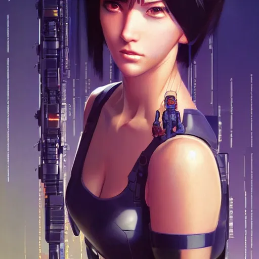 Image similar to A beautiful cyborg woman || ANIME, fine-face, realistic shaded perfect face, fine details. Anime. realistic shaded lighting poster by Ilya Kuvshinov katsuhiro otomo ghost-in-the-shell, magali villeneuve, artgerm, Jeremy Lipkin and Michael Garmash and Rob Rey