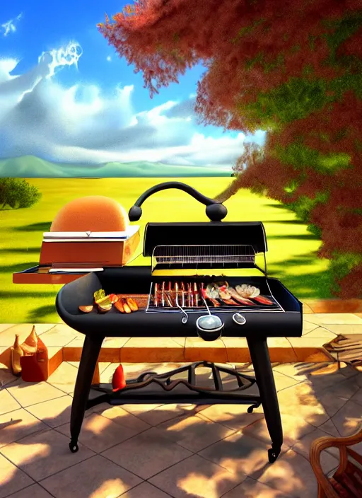 Image similar to barbeque designed by salvador dali, natural lighting, path traced, highly detailed, high quality, digital painting