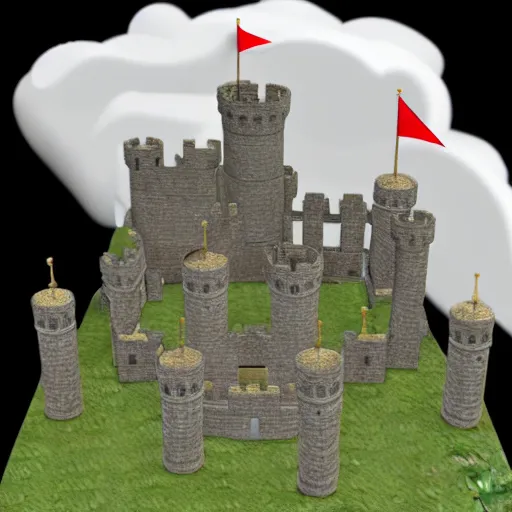 Prompt: Castle made of clouds 3d