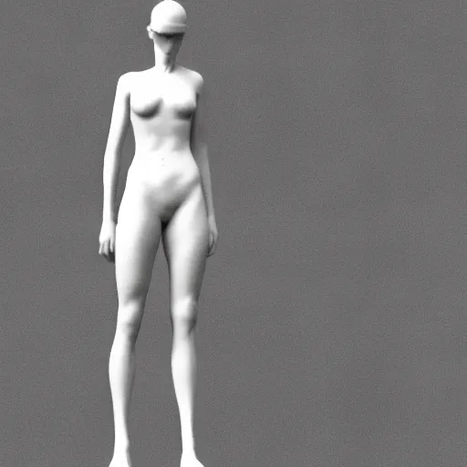 Prompt: 3 d render of a sculpture of a tall girl, no colors, white and black, plastic, 4 k, 8 k, hd,