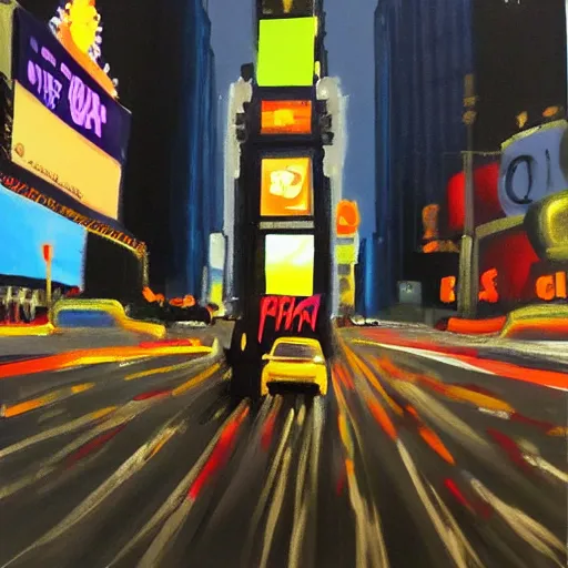 Prompt: <painting class='meta image-caption' quality='very high' style='photorealistic'>Times Square at night</painting>