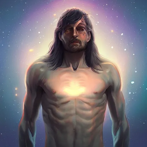 Image similar to the god of the milky way,human, artstation