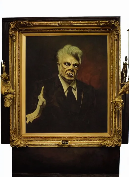 Prompt: a portrait of a mechanical president in the oval office, by h. r. giger, masterpiece, sharp focus, cinematic lightning