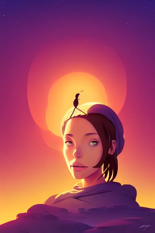 Image similar to single hermit in the desert, smooth face, centered median photoshop filter cutout vector behance hd by artgerm, jesper ejsing, by rhads, makoto shinkai and lois van baarle, ilya kuvshinov, rossdraws, illustration, art by ilya kuvshinov and gustav klimt