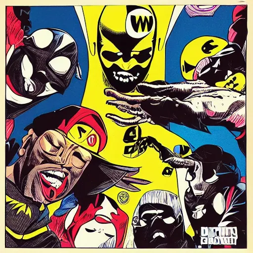 Prompt: wu tang clan album art, comicbook art masterpiece by denys cowan