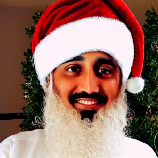 Image similar to Usama bin Laden as Santa Claus, instagram