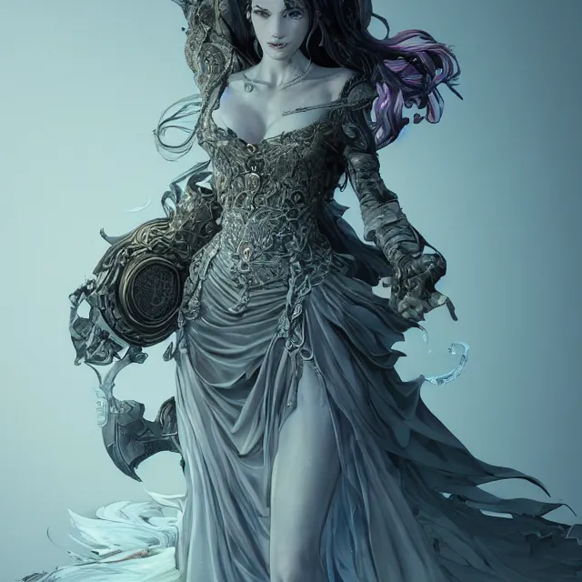 Image similar to the portrait of the lawful evil sorceress personified as an absurdly beautiful, graceful, elegant, sophisticated, mature woman, an ultrafine hyperdetailed illustration by kim jung gi, irakli nadar, intricate linework, bright colors, octopath traveler, final fantasy, unreal engine 5 highly rendered, global illumination, radiant light, detailed and intricate environment