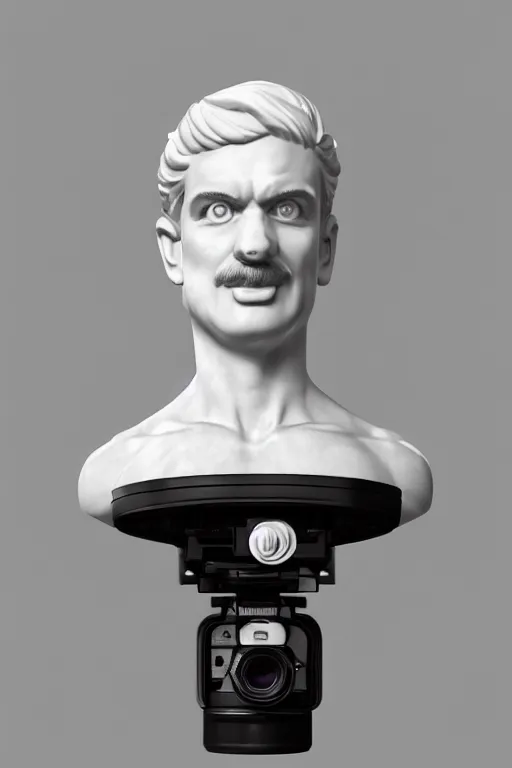 Prompt: white marble bust of super mario, realistic, dslr photograph