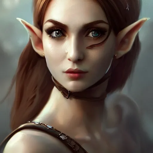 Prompt: Frontal portrait of a young, beautiful and elegant female elf, full of details, matte painting, concept art, smooth, by Ilya Bondar ，trending on cgsociety and artstation，8kHDR，light effect，rtx on，-H 768
