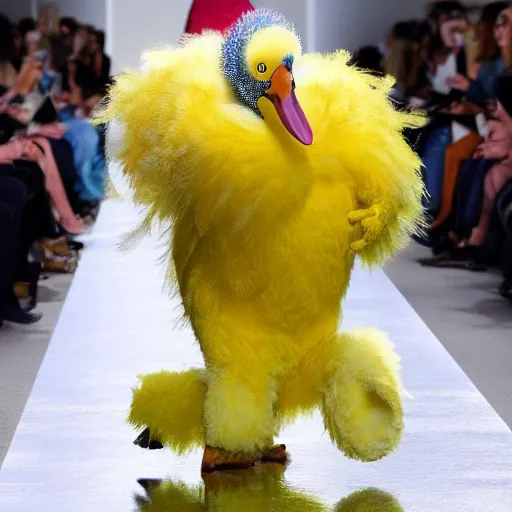 big bird walking the runway at Paris Fashion Week | Stable Diffusion ...