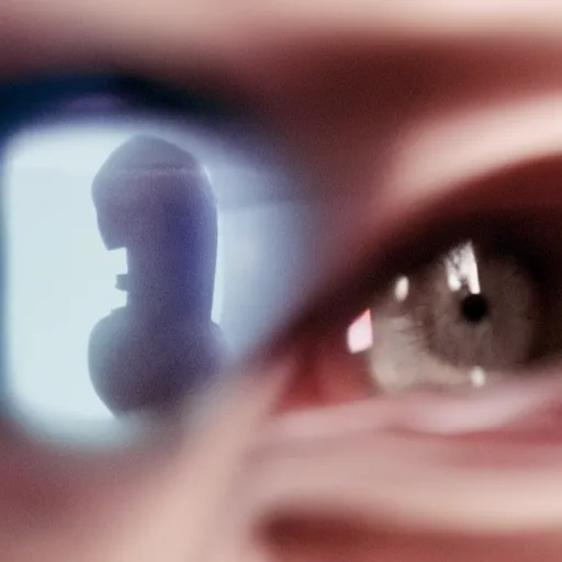 Image similar to film still of Black Mirror Episode about a Sentient Artificial Intelligence, VFX, 2022, 40mm lens, shallow depth of field