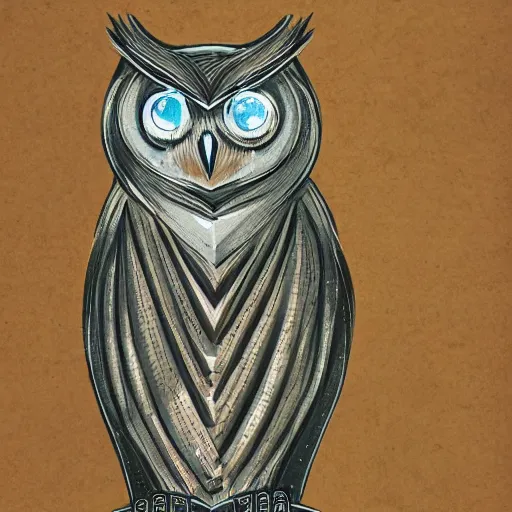 Image similar to owl with pan flute, concept art