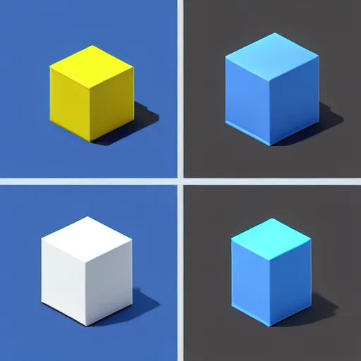 Image similar to isometric boxes 3 d icons for mobile game, stylized, blue scheme, octane render, 8 k resolution