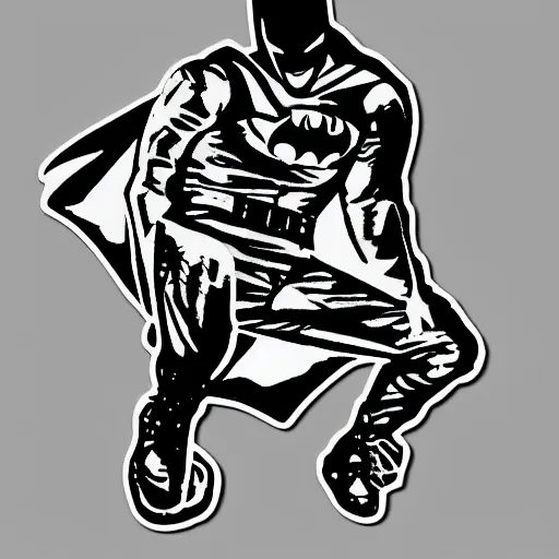 Image similar to die cut sticker, batman breakdancing in techwear splatter paint