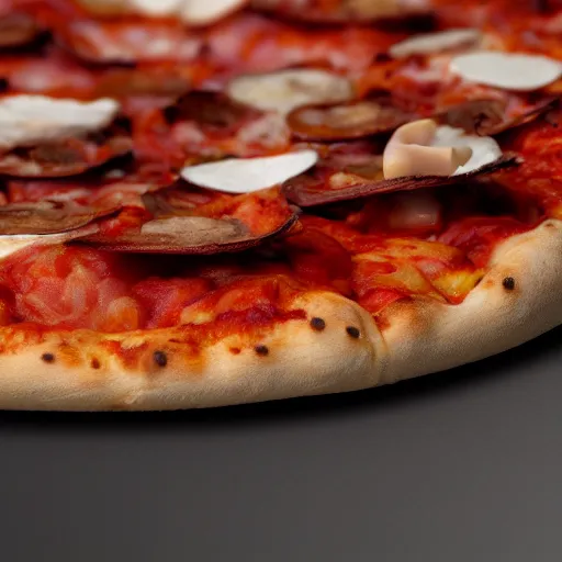 Image similar to human teeth on a pizza, 4 k, high definition, realistic, cinematic