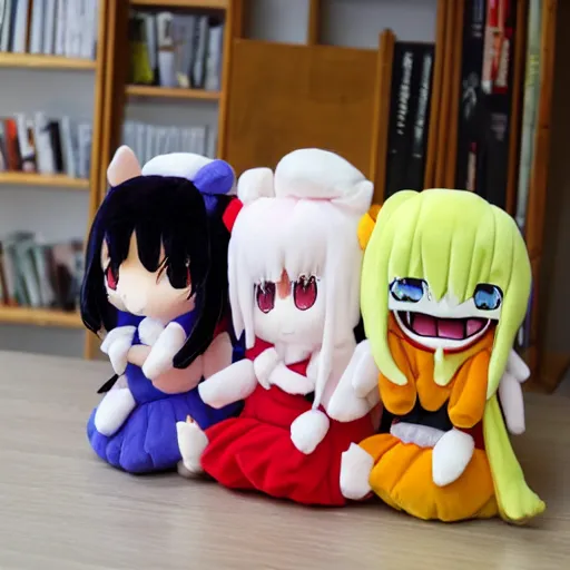 Prompt: cute fumo plush of an angry girl, furious, anime girl