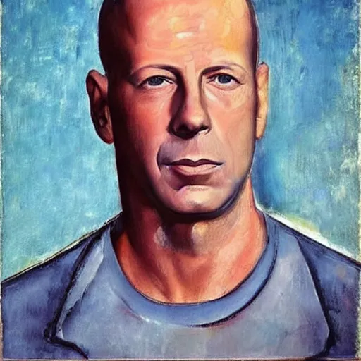 Prompt: “Bruce Willis, portrait by Amedeo Modigliani”