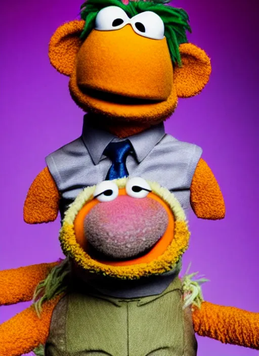 Prompt: studio portrait still of muppet dwight schrute as a muppet muppet as a @ muppet, 8 k, studio lighting, key light,