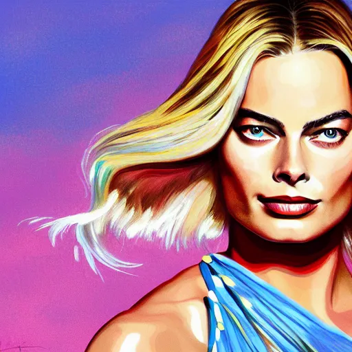 Image similar to !dream Margot robbie, Illustration, Acrylic Paint, 4k