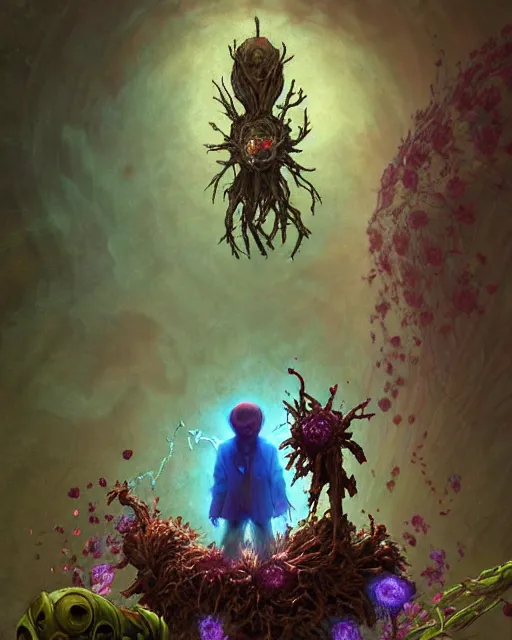 Prompt: the platonic ideal of flowers, rotting, insects and praying of cletus kasady carnage thanos davinci nazgul wild hunt doctor manhattan chtulu mandelbulb ponyo botw bioshock, d & d, fantasy, ego death, decay, dmt, psilocybin, concept art by randy vargas and greg rutkowski and ruan jia