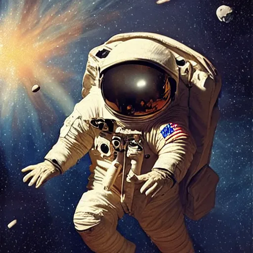 Prompt: a renaissance painting of a astronaut floating lonely in space, masterpiece, high quality, highly detailed, 4K, anatomically correct, high coherence, highly detailed, digital art