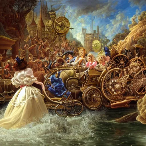 Image similar to Bolting, Realistic, Regal, Refined, Detailed Digital Art, Michael Cheval, Walt Disney (1937), François Boucher, Oil Painting, Steampunk, Highly Detailed, Cinematic Lighting, Unreal Engine, 8k