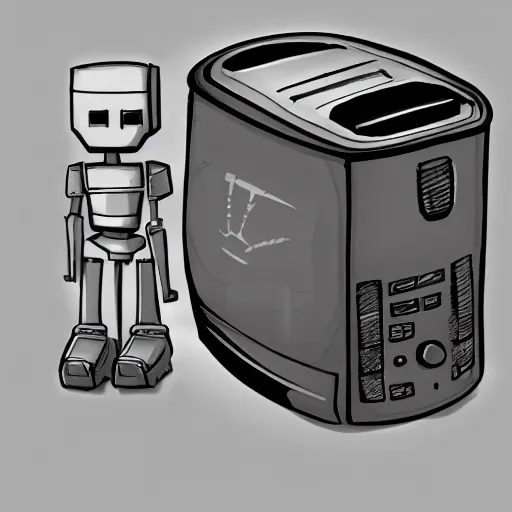 Image similar to concept art of a toaster and robot hybrid